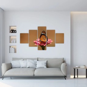 Obraz motyla na kwiatku (125x70 cm)
