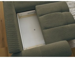 Rozkładany/ze schowkiem narożnik z materiału bouclé (prawostronny/z szezlongiem) w kolorze khaki Roxelane – Bobochic Paris