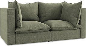 Modułowa sofa 2-osobowa - z tkaniny bouclé - oliwkowy - MANAO