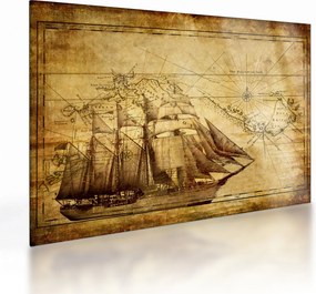 Obraz na szkle - Stara mapa (70x50 cm)