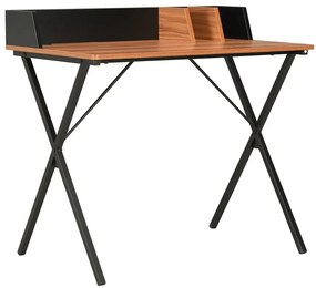 Biurko w stylu loft z przegródkami czarny + brązowy - Tarioz