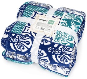 4Home Koc z barankiem Flowers niebieski, 150 x 200 cm