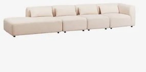 Sofa Modułowy Narożny 4-częściowy Z Lewym Szezlongiem Fogler Tkanina Baranek Boucle Kremowy Beż - Sklum
