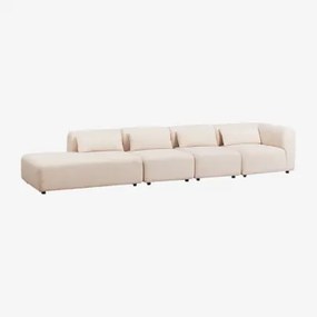 Sofa Narożna Modułowa Fogler 4-częściowa Z Lewą Leżanką Chenille Kremowy Beż - Sklum