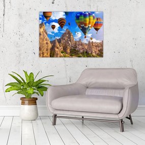 Obraz na szkle - Balony na ogrzane powietrze, Kapadocja, Turcja. (70x50 cm)