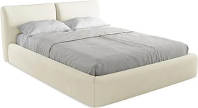 Łóżko 180 x 228 - z tkaniny szenilowej - beżowy - HOKU