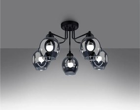 Czarna lampa sufitowa ze szklanym kloszem 59x59 cm Garten – Sollux