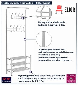 Wolnostojący biały wieszak na ubrania E4-E73