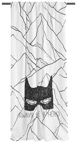 Czarno-biała zasłona dziecięca z satyny bawełnianej 110x250 cm Be a Hero – Butter Kings