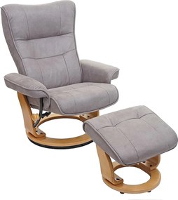 Leżanka Edmonton z taboretem, jasnoszary, naturalny brąz