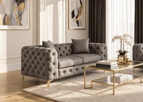 Luksusowa sofa Loario welurowa glamour z pikowaniem – elegancka sofa dwuosobowa do salonu