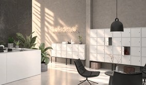Szafka biurowa FRAME, 6x drzwi, z wnęką, 1299 x 450 x 2162 mm, zamek cylindryczny, biały