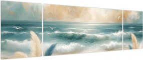 Obraz – Malowana plaża w delikatnych kolorach (170x50 cm)