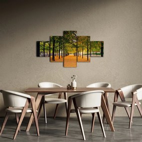 Obraz alei jesiennych drzew (125x70 cm)
