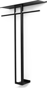 Czarny stalowy wieszak ścienny z półką 100 cm Luno Large – Spinder Design