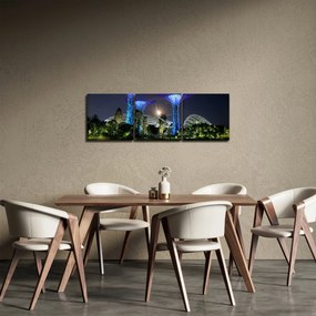 Obraz przedstawiający pełnię księżyca w ogrodach Singapuru (z zegarem) (90x30 cm)