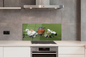 Panel Szklany Kwiaty kolorowa papuga