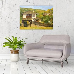 Obraz na szkle - Domki letniskowe w lecie (70x50 cm)