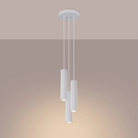 Lampa wisząca minimalistyczny Gloow, aluminium - 3 źródło światła 3000K - L.19.5 x H.108 cm - biały