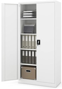 Biurowa szafa metalowa na akta JAN, 900 x 1850 x 400 mm, biała