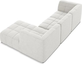 Biały narożnik z materiału bouclé (prawostronny/z szezlongiem) Aloha – Makamii