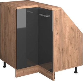 Narożna szafka kuchenna na dach skośny antracyt wysoki połysk 75.6x75.6x81.6 r-line