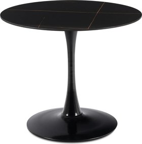 Stół Okrągły SANDER 89 cm Ceramiczny Czarny do Salonu Nowoczesny Glamour