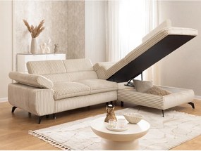 Beżowy sztruksowy narożnik (prawostronny/w kształcie litery L) Marbeya – Ropez