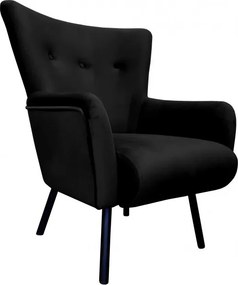 Fotel TULIP tkanina Welur noga metalowa Uszak luksusowy komfort salonu : Kolor nogi - Czarna, Kolor tkaniny - VELVET - MG19