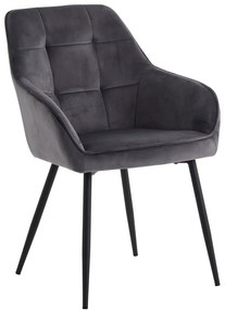 Szare aksamitne krzesła z podłokietnikami zestaw 2 szt. Nolan Square – Unique Furniture