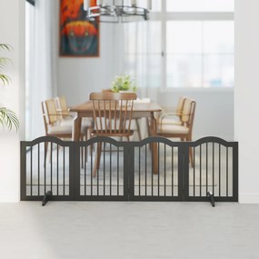 PawHut Bramka dla psa Wolnostojąca osłona z nóżkami, Składana bramka, 4 panele, 208 x 29,5 x 61 cm, Czarny