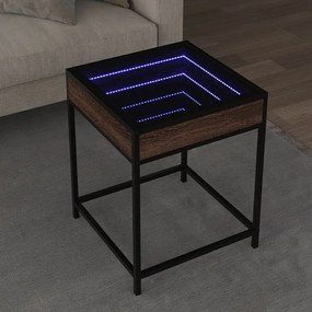 Stolik kawowy LED Infinity z brązowego dębu 40x40x51 cm dla spersonalizowanego klimatu