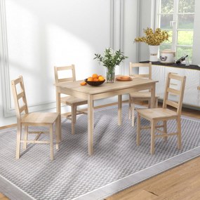 HOMCOM Zestaw jadalniany 5-częściowy stół i krzesła z drewna litego naturalny kolor 118x73x75 cm | Aosom PL