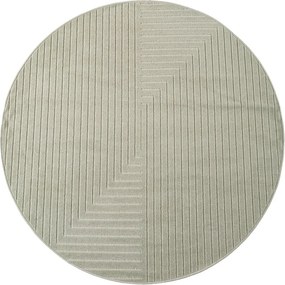 Dywan uniwersalny Nova 3D Geometria oliwkowy koło 200 cm x 200 cm