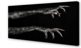 Obraz na płótnie Brudne Ręce na Czarnym Tle