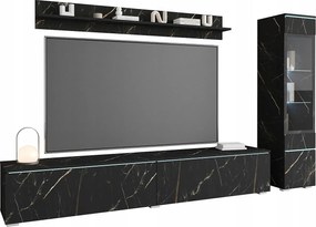 Nowoczesny zestaw mebli do salonu 3 elementy – szafka RTV 180 cm, witryna i półka, SAN SEBASTIAN mat, stojąca lub wisząca