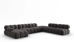 Ciemnoszara aksamitna sofa 379 cm Bellis – Micadoni Home