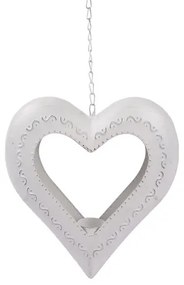 Wisząca dekoracja metalowa na świeczkę tea light Serce, 27 x 68 x 5 cm