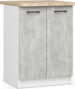 Szafka kuchenna AKORD S60 z blatem system OLIWIA Biała 60 cm 2 drzwi kolor Beton mat 2 półki 60x46x85 cm