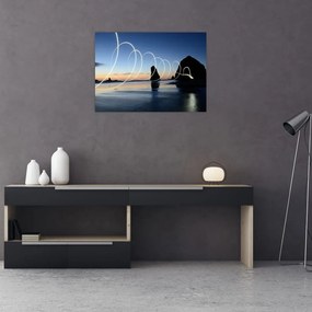 Obraz na szkle - plaża o zachodzie słońca (70x50 cm)