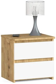Skandynawska szafka nocna z szufladami dąb artisan + biały - Atika 3X
