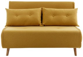 Kanapa 2-osobowa rozkładana tapicerowana żółta musztardowa – URIBIA