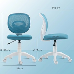 HOMCOM Krzesło biurowe ergonomiczne krzesło biurkowe z oparciem w kształcie C, regulowane, niebieskie