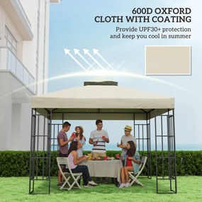 Outsunny Zamienny dach do pawilonu 3 x 3 m, Plandeka z otworami odprowadzającymi wodę, Ochrona UPF30+, Ochrona przed słońcem, Kremowy