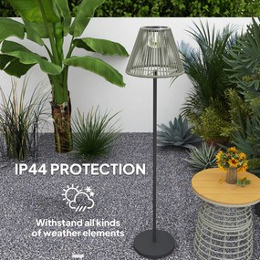 Outsunny Lampa solarna na stojaku Rattan z czujnikiem światła 25 LED Ø33 x 135 cm