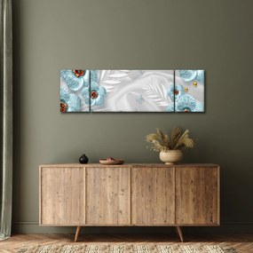 Obraz - 3D niebieskie kwiaty (170x50 cm)