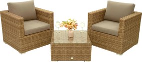 Zestaw rattanowy MALIBU dla 2 osób (beżowo-brązowy)