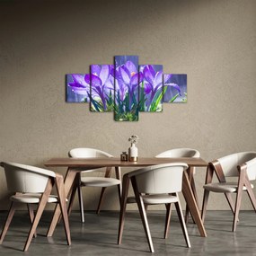 Obraz kwiatów w deszczu (125x70 cm)