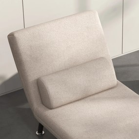 HOMCOM Składany fotel z funkcją spania, fotel relaksacyjny w wyglądzie lnu z regulowanym oparciem, 75 x 70 x 75 cm, Beżowy