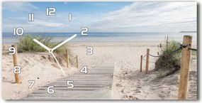 Nowoczesny zegar ścienny szklany Plaża